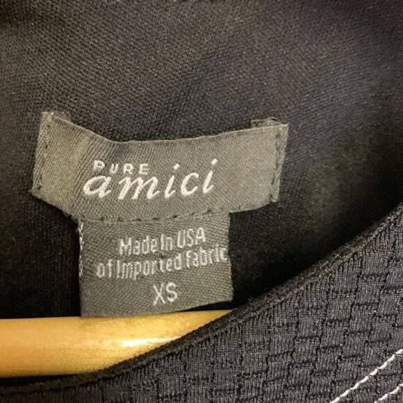 Pure Amici Black Textured White Stitching Sleeveless Sheath Mini Dress Size XS - Picture 5 of 12